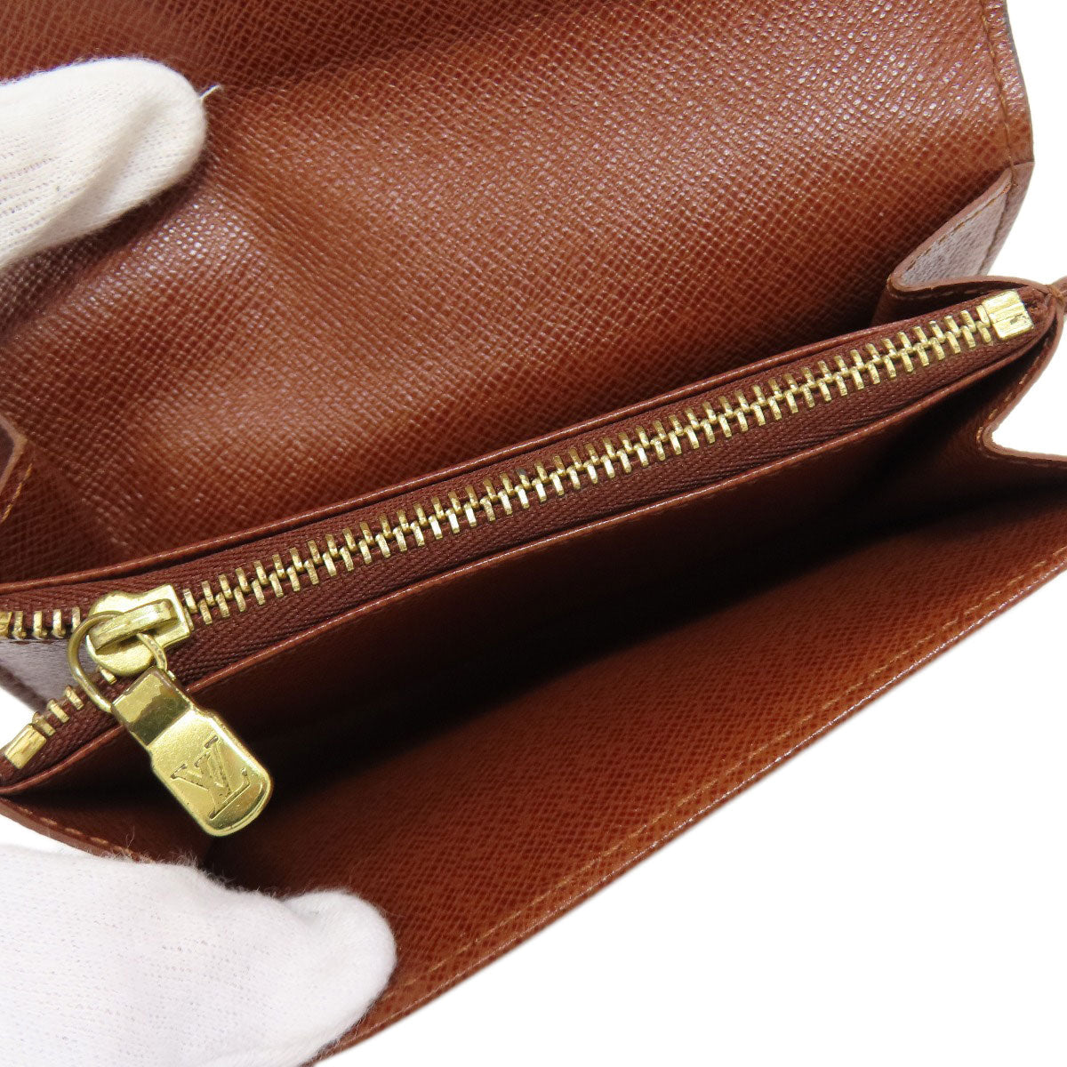 LOUIS VUITTON Bifold Wallet M61735 Monogram canvas Brown Portonet Zip Women  d