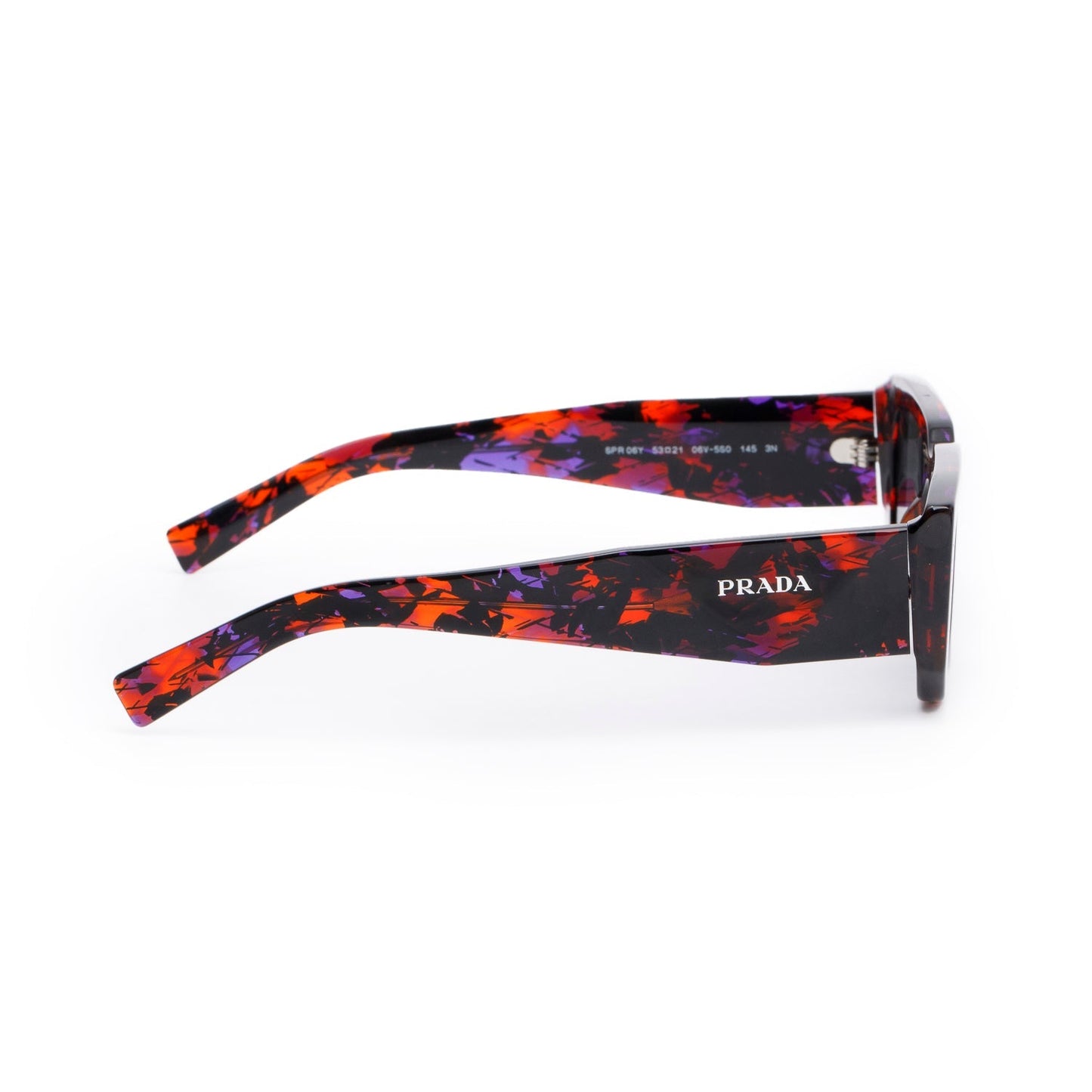 Prada SPR 06Y Brown Tortoise Acetate Symbole Rectangular Sunglasses