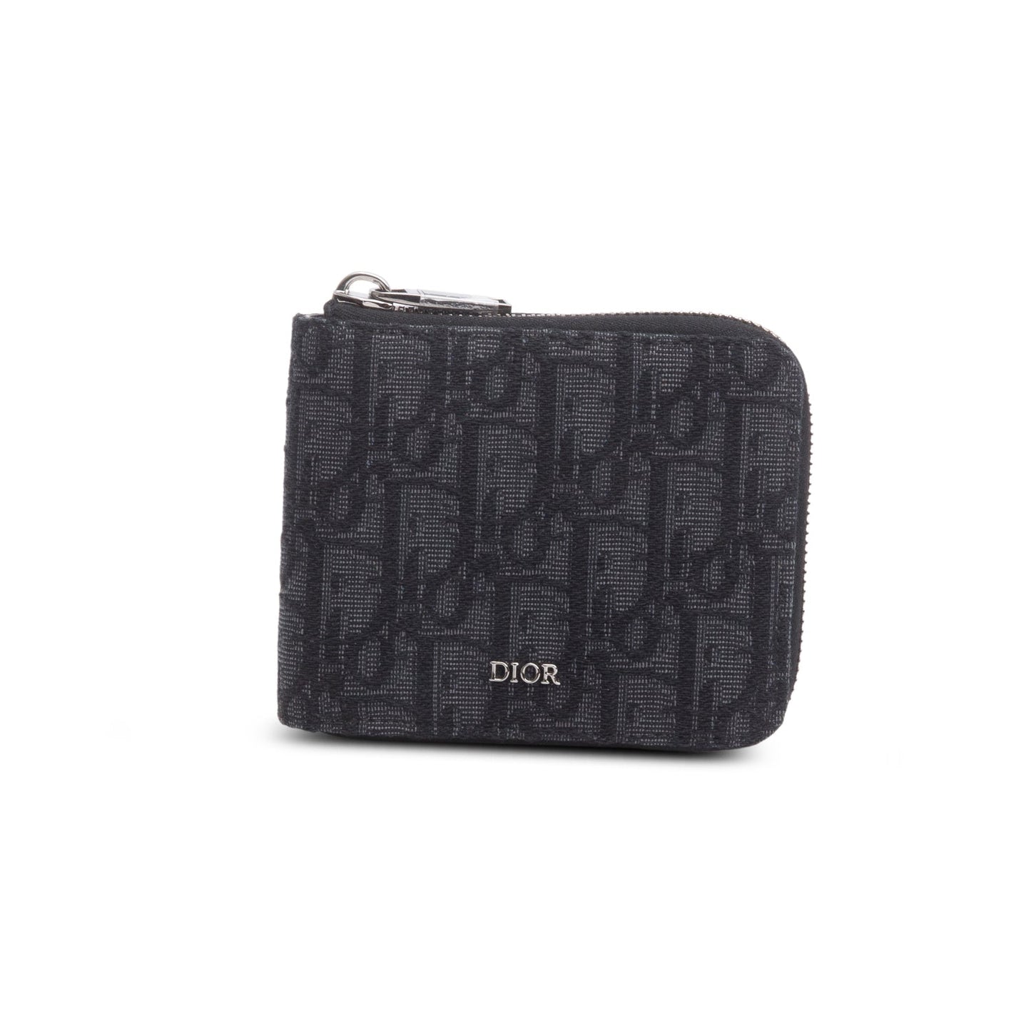 Christian Dior 2022 Black Oblique Zipped Coin Purse Wallet