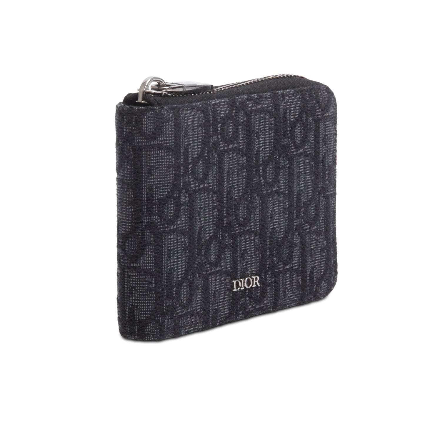 Christian Dior 2022 Black Oblique Zipped Coin Purse Wallet