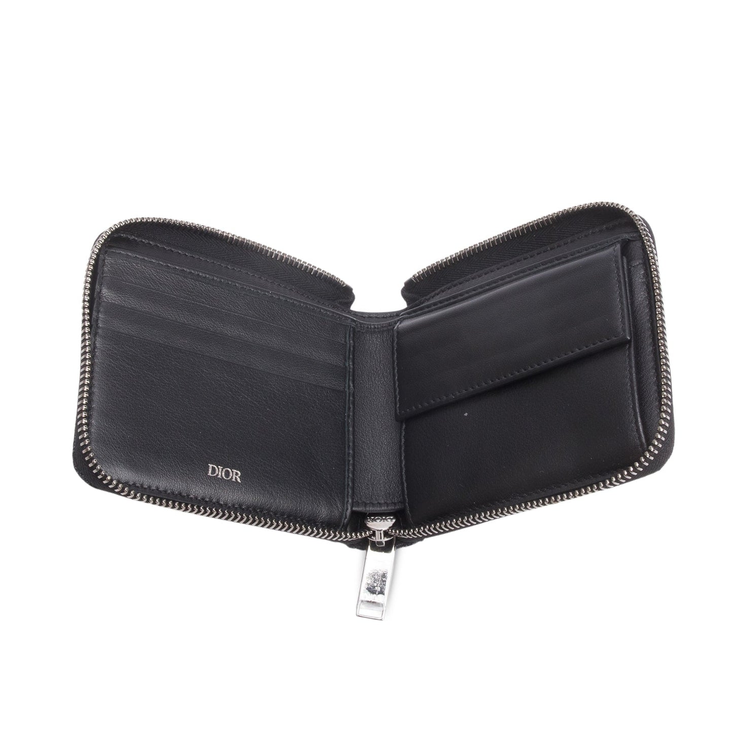Christian Dior 2022 Black Oblique Zipped Coin Purse Wallet