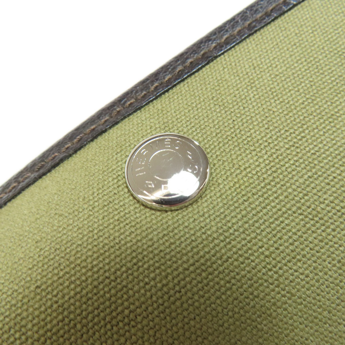 HERMES Tote Bag Towar Officche green Garden Party PM SilverMetal Women  d