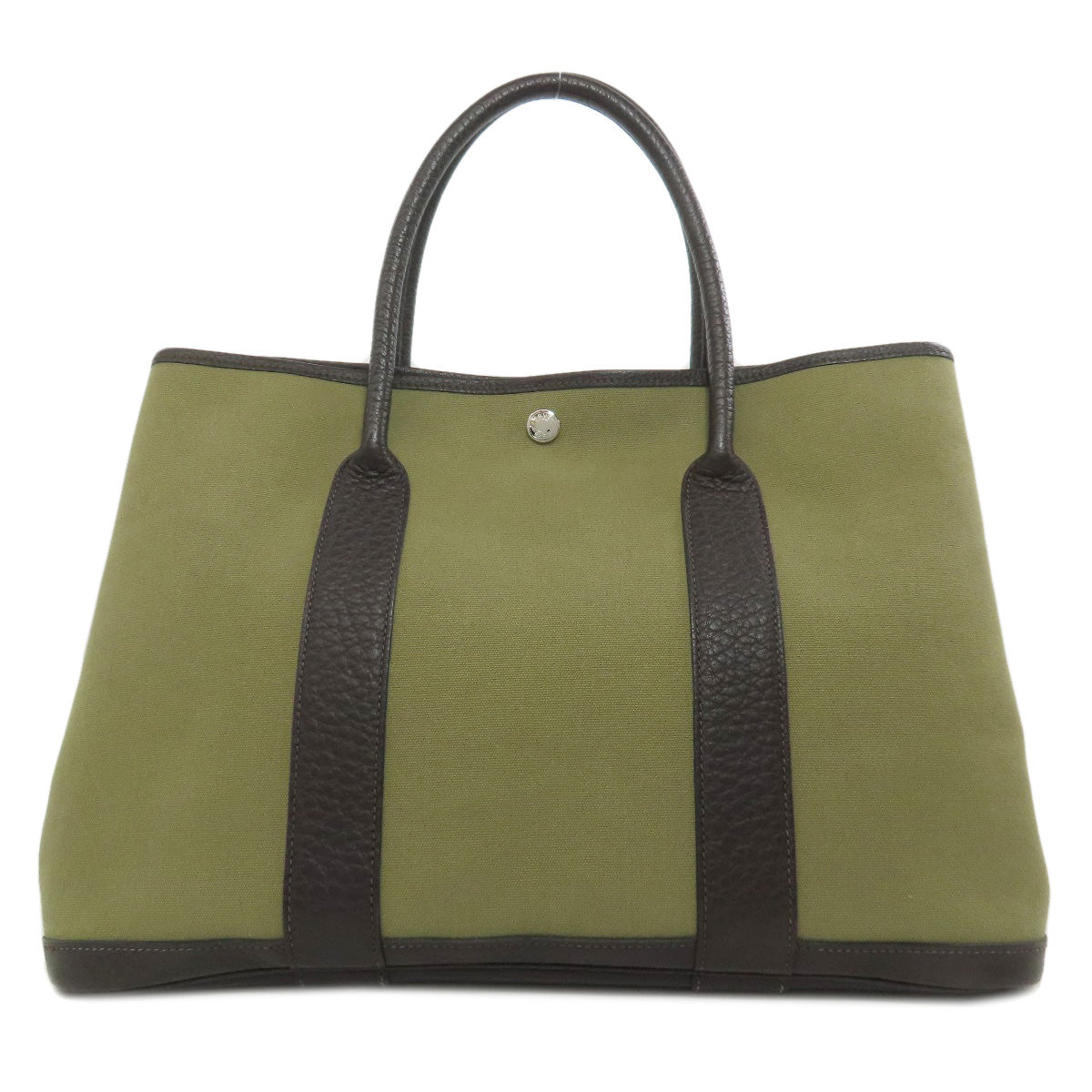 HERMES Tote Bag Towar Officche green Garden Party PM SilverMetal Women  d