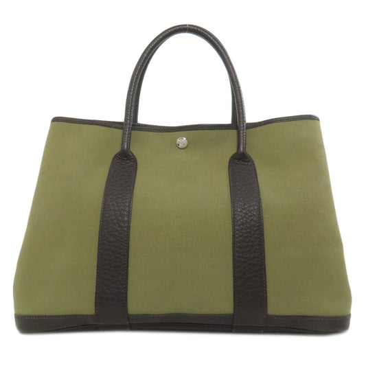 HERMES Tote Bag Towar Officche green Garden Party PM SilverMetal Women  d
