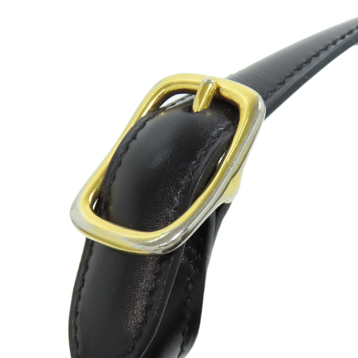 HERMES Shoulder Bag Calfskin black Trim 31 Gold Metal Women  d