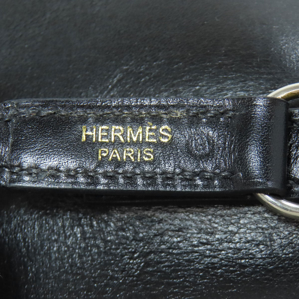 HERMES Shoulder Bag Calfskin black Trim 31 Gold Metal Women  d