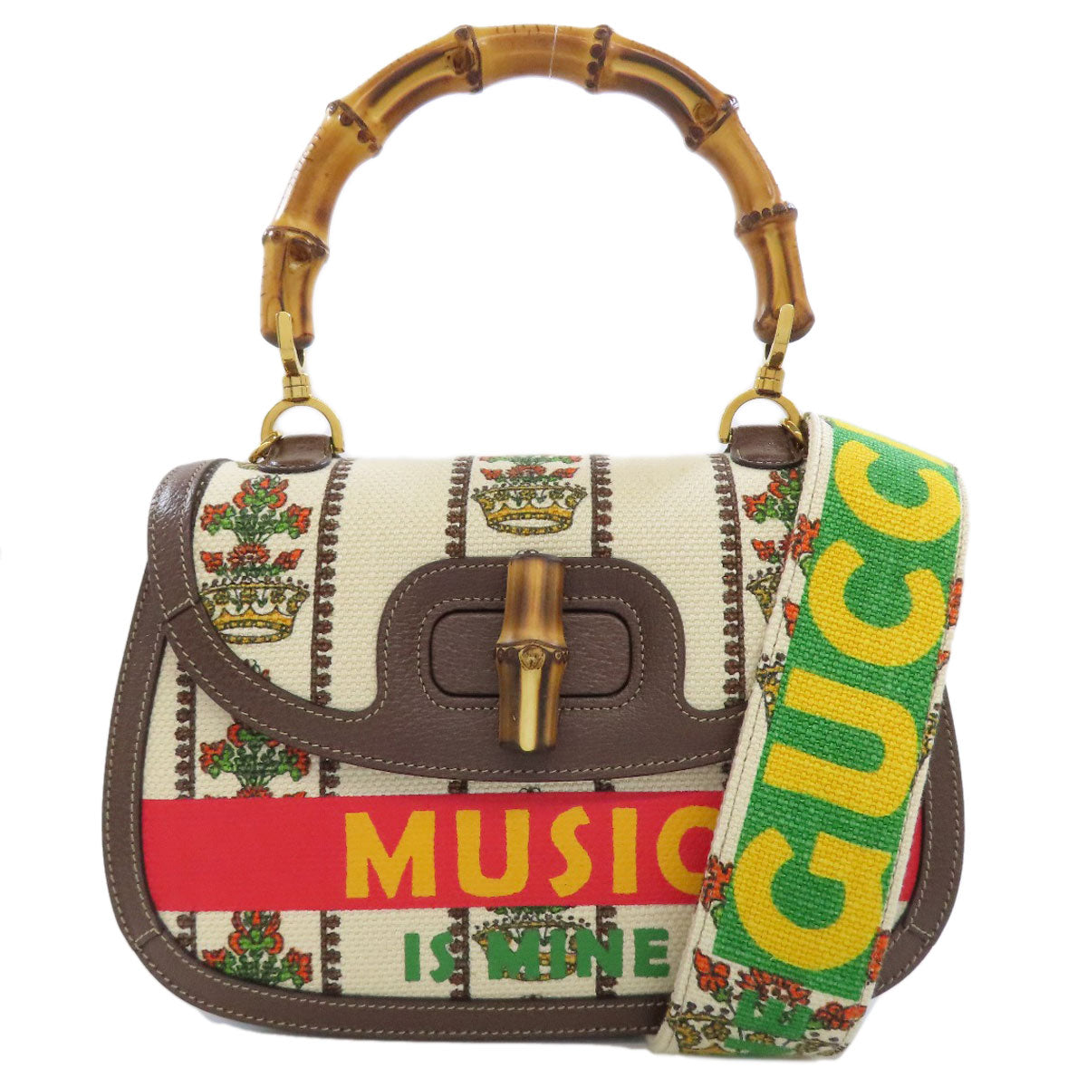 GUCCI Handbag 681173 canvas Brown Bamboo bag 100th anniversary model Women