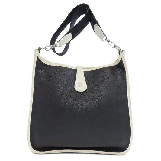 HERMES Shoulder Bag Taurillon Clemence black Evelyn PM SilverMetal