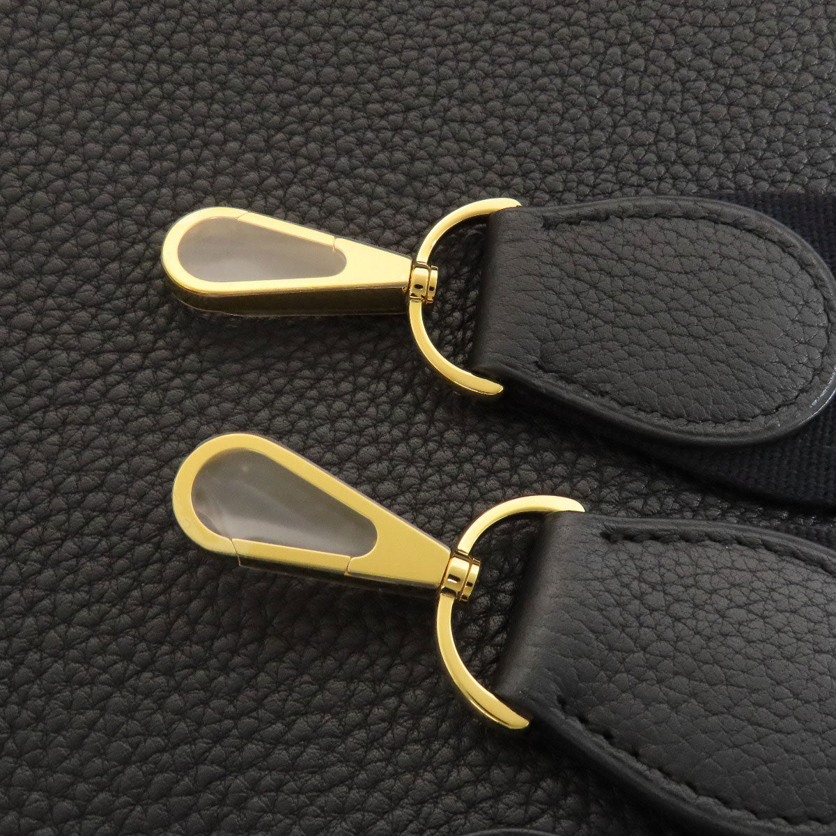HERMES Shoulder Bag Togo black Evelyn 1 GM Gold Metal Women  d