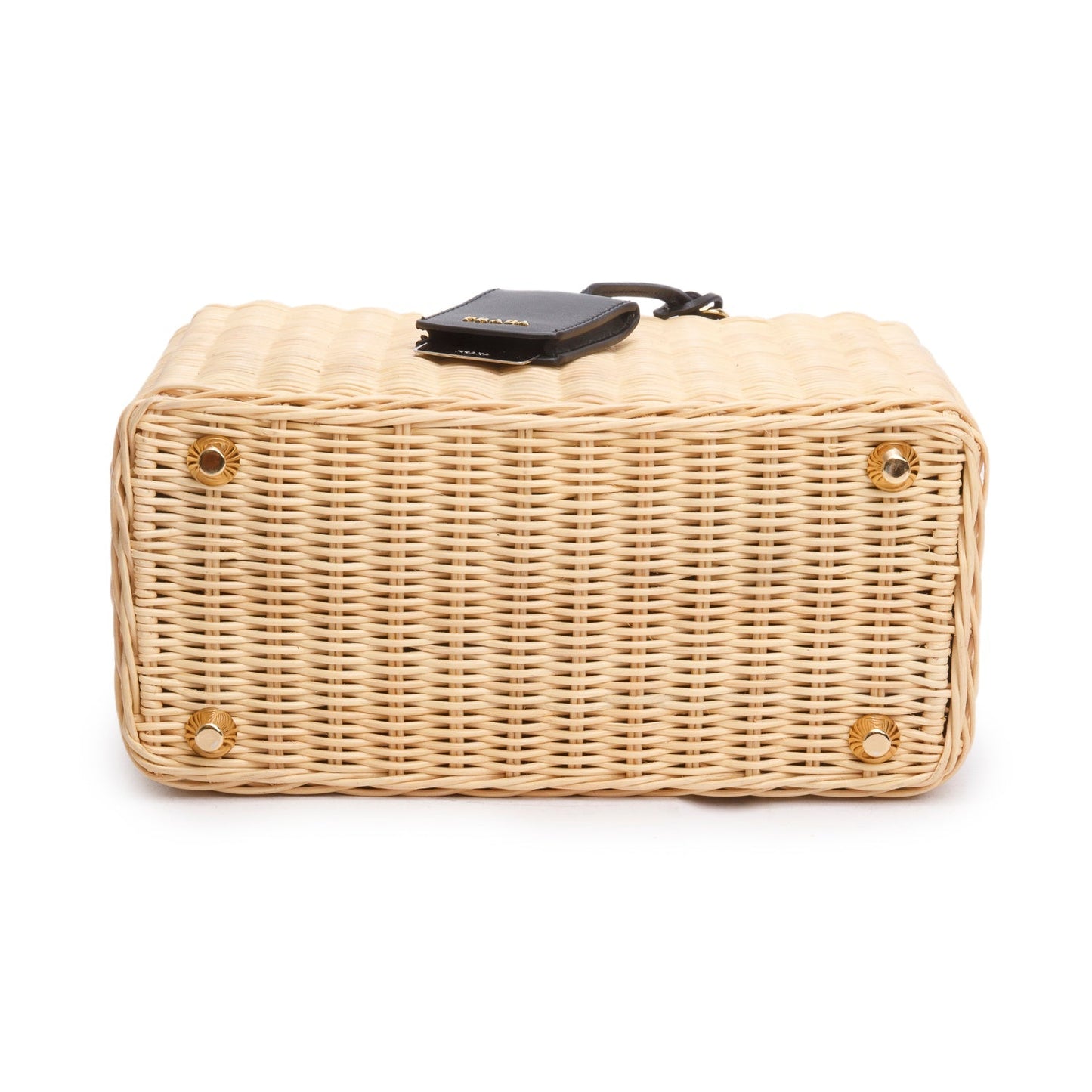 Prada 2023 Wicker/Canvas Medium Tote Naturale