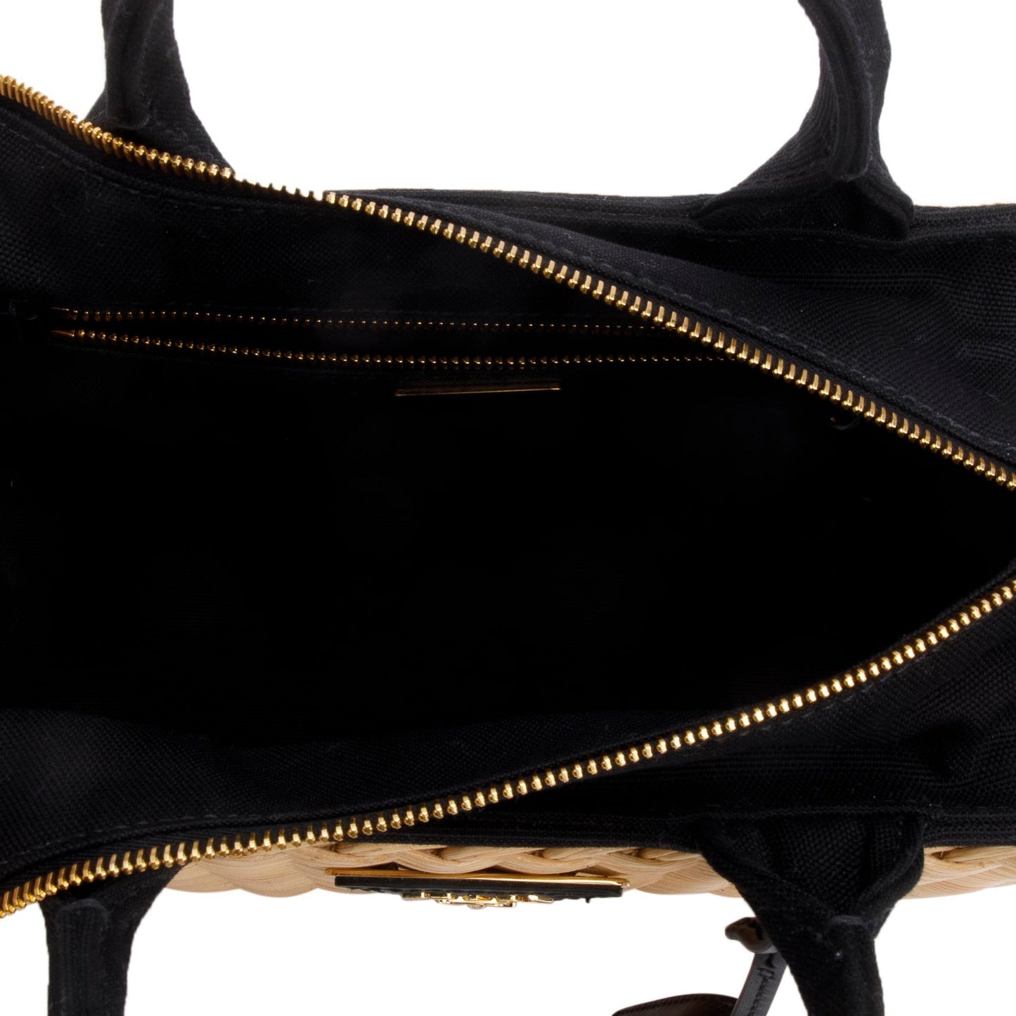 Prada 2023 Wicker/Canvas Medium Tote Naturale