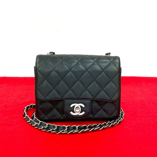 CHANEL Shoulder Bag Matt caviar skin black Matrasse