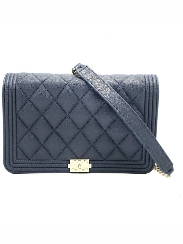 Chanel AP1117 Navy Caviar Boy WOC Gold Small Shoulder Bag 30s Chanel
