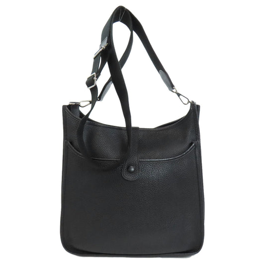 HERMES Shoulder Bag Togo black Evelyn 3 GM SilverMetal Women  d