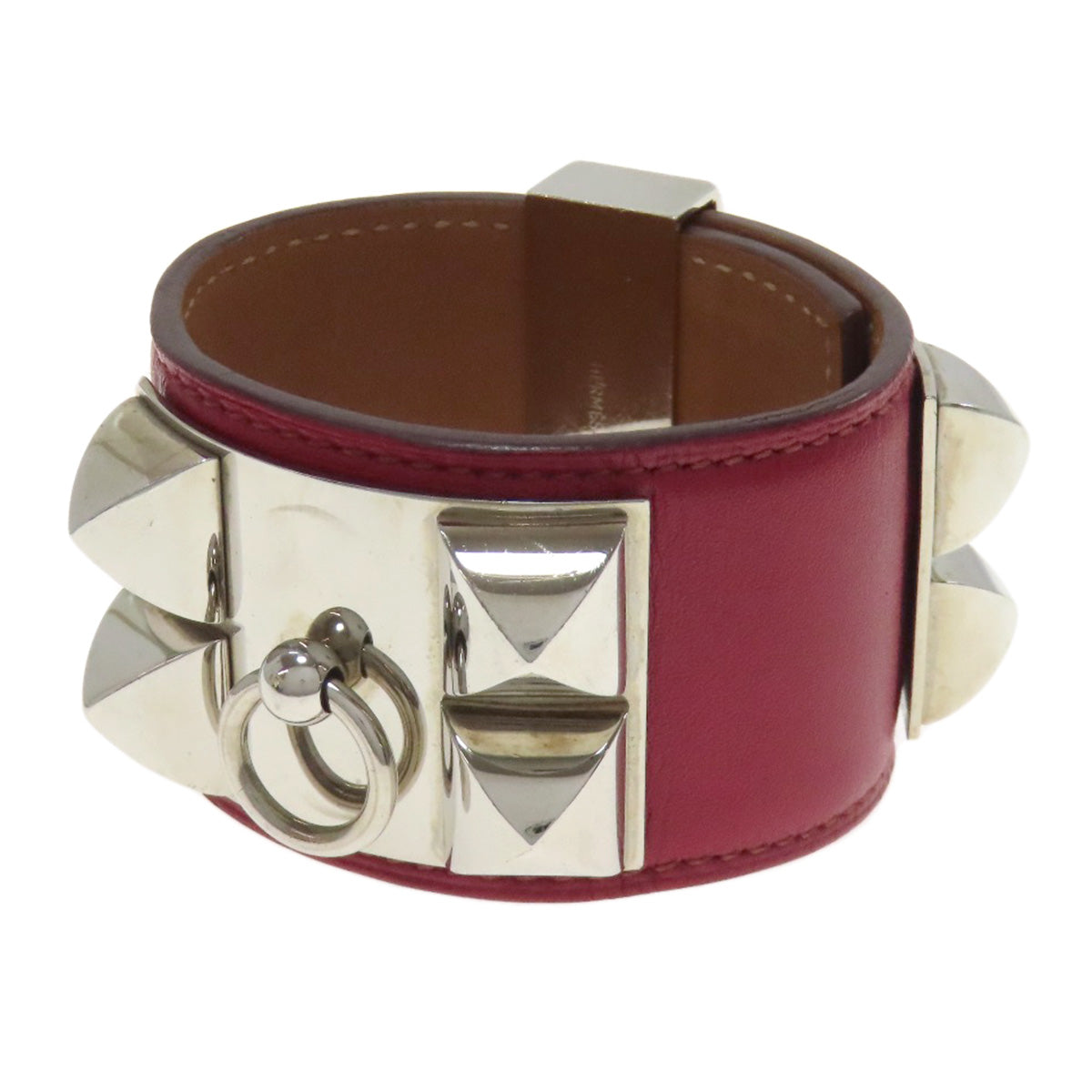 HERMES bracelet Calfskin Red Collie do cyan Women  d