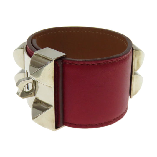 HERMES bracelet Calfskin Red Collie do cyan Women  d