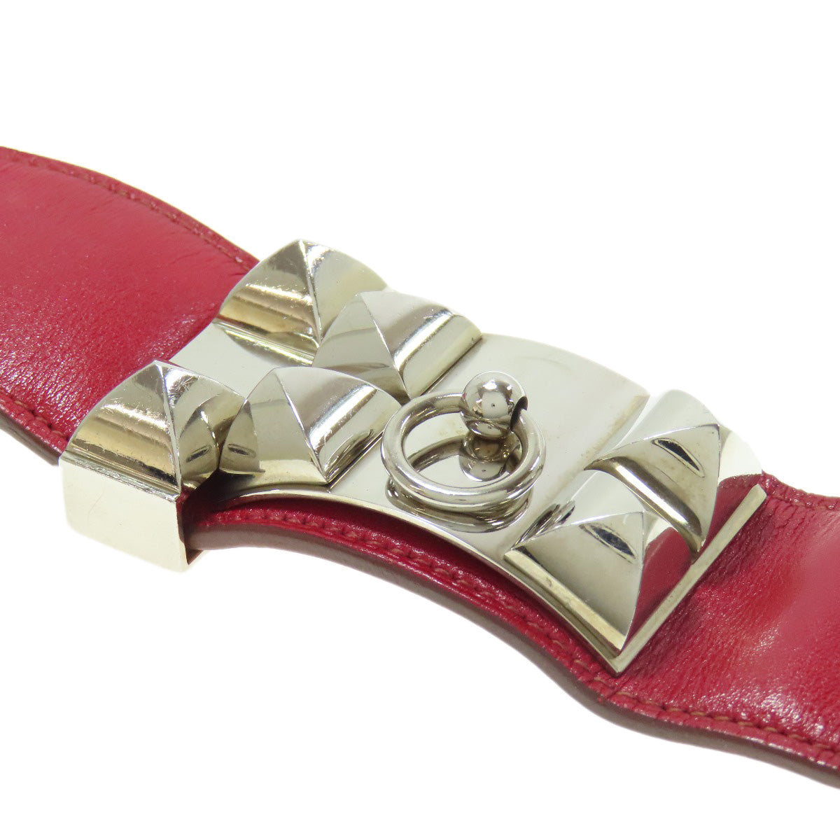 HERMES bracelet Calfskin Red Collie do cyan Women  d