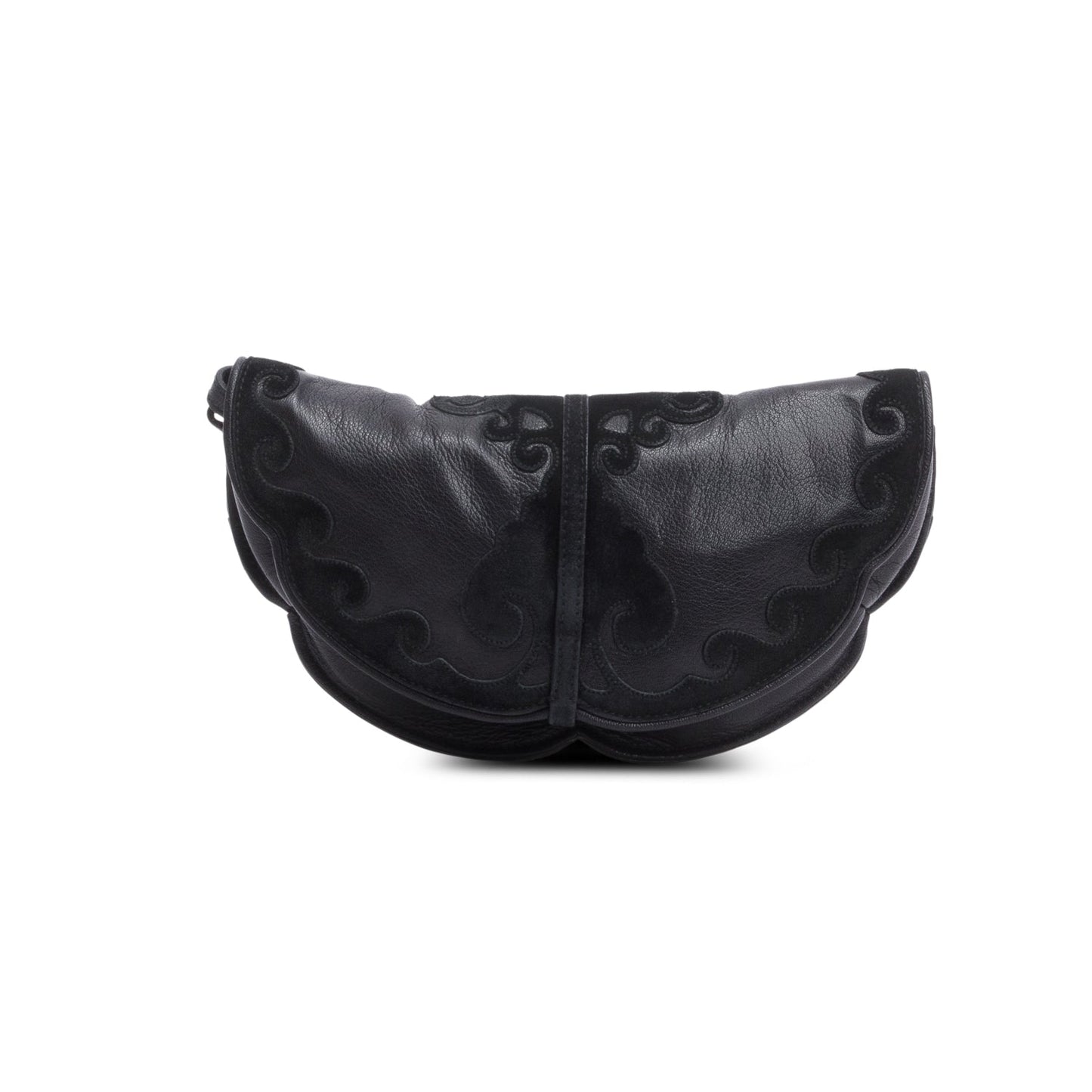Saint Laurent   Black Leather Suede Rive Gauche Shoulder Bag