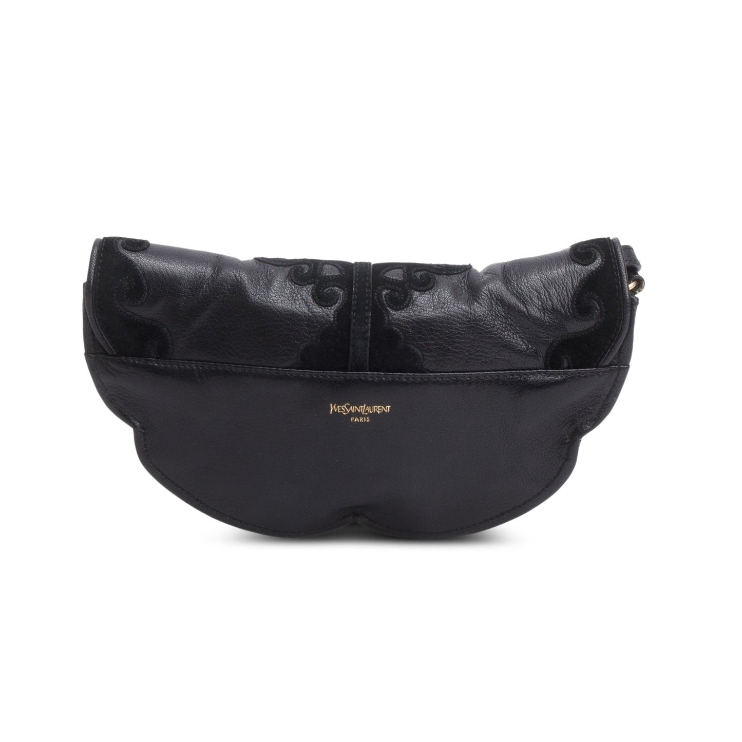 Saint Laurent   Black Leather Suede Rive Gauche Shoulder Bag