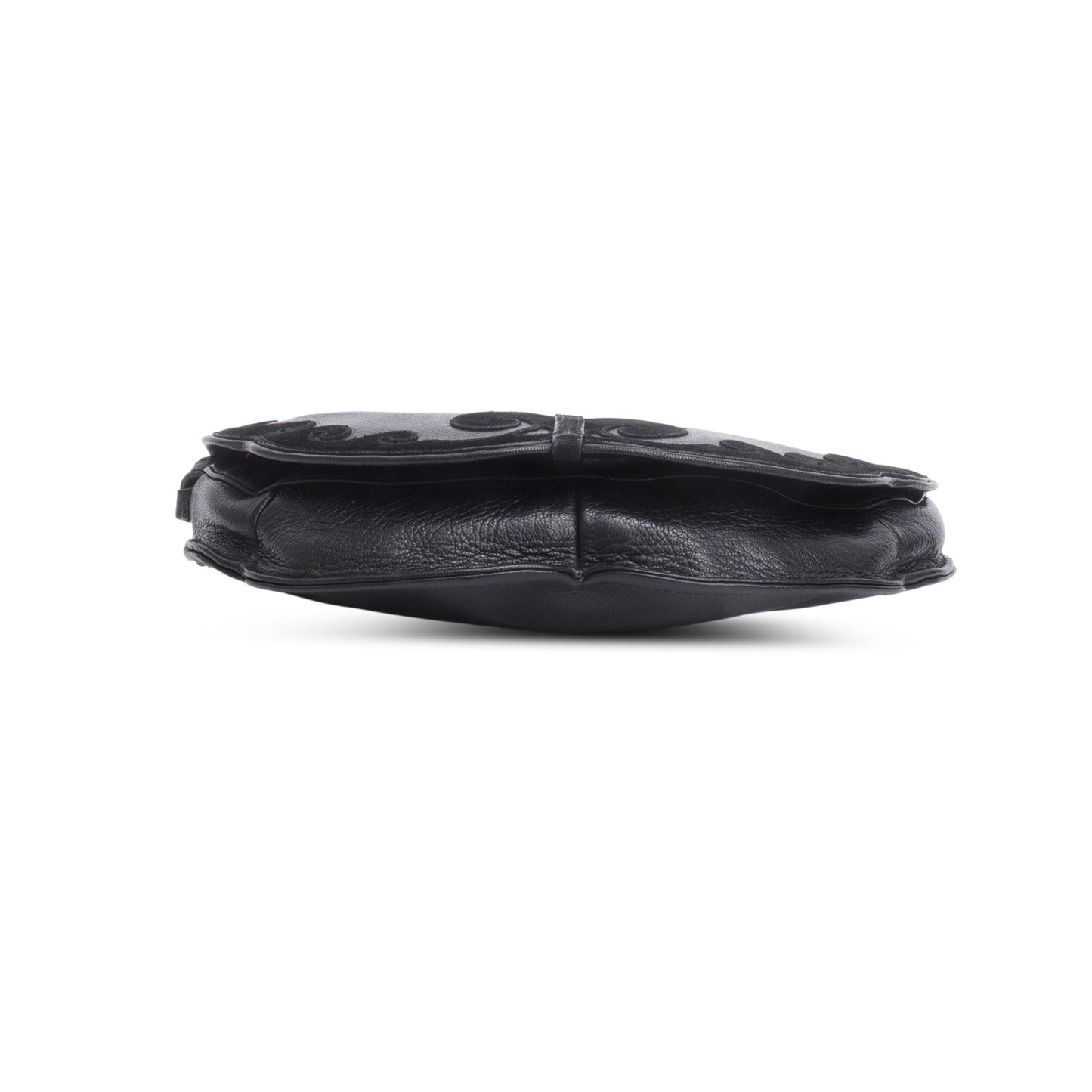 Saint Laurent   Black Leather Suede Rive Gauche Shoulder Bag