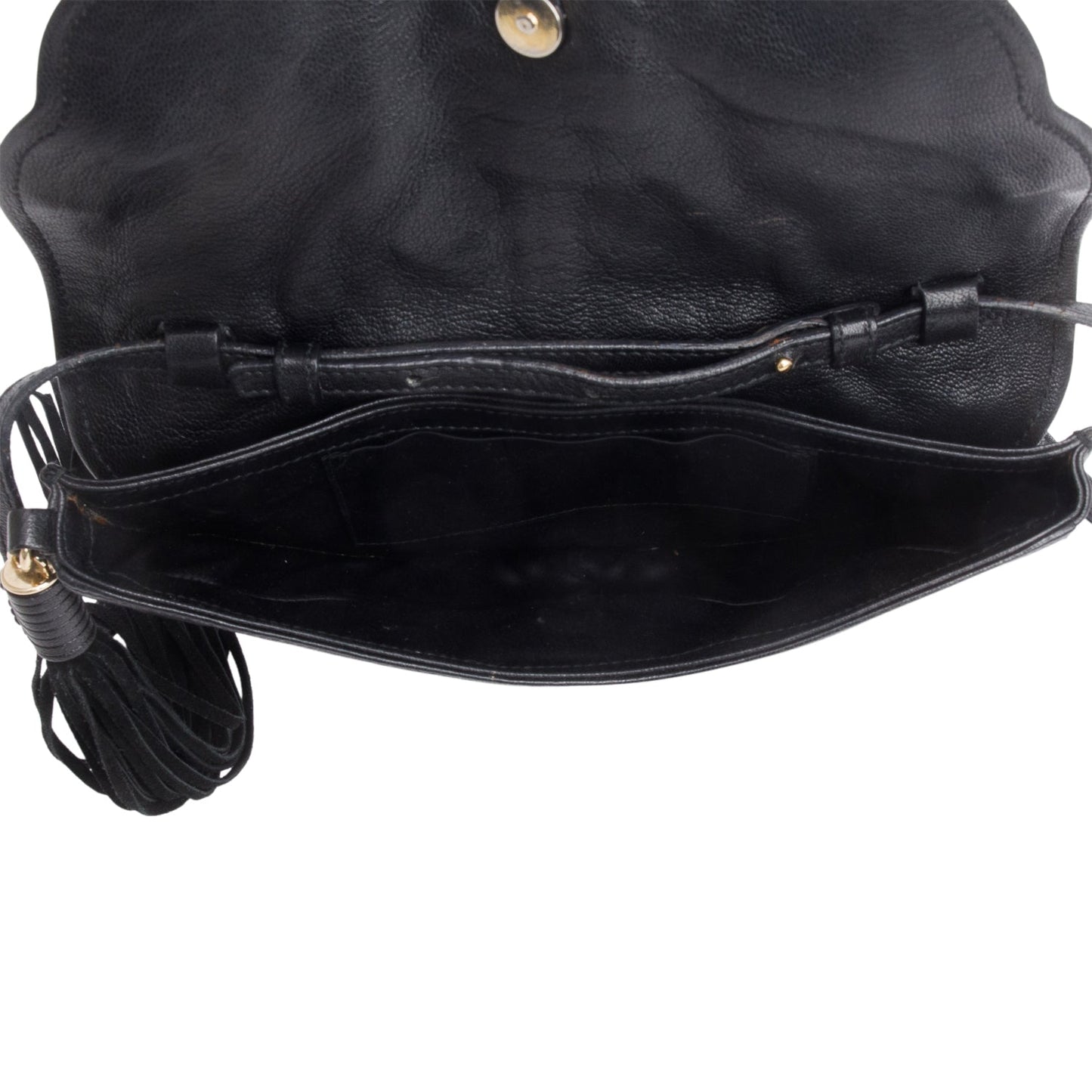 Saint Laurent   Black Leather Suede Rive Gauche Shoulder Bag