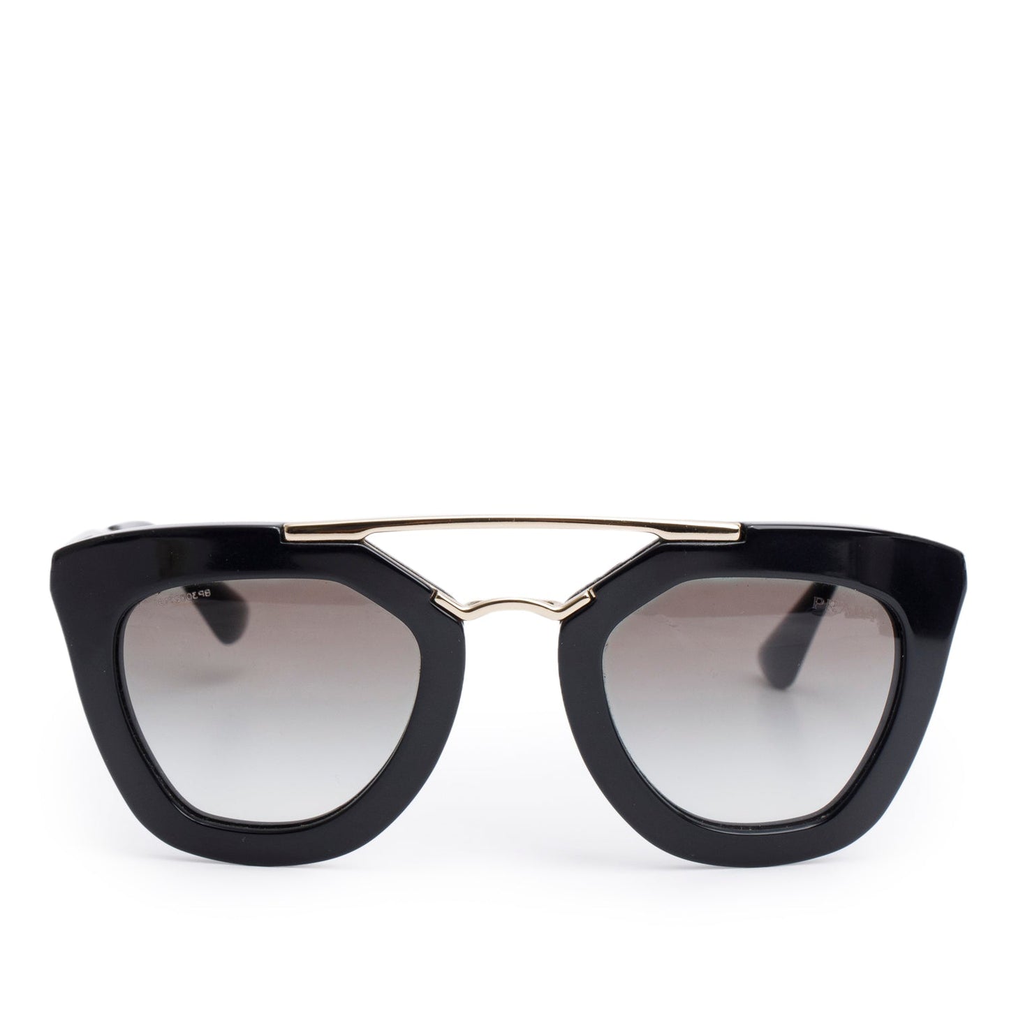 Prada SPR09Q Black Acetate Cinema Cat Eye Sunglasses
