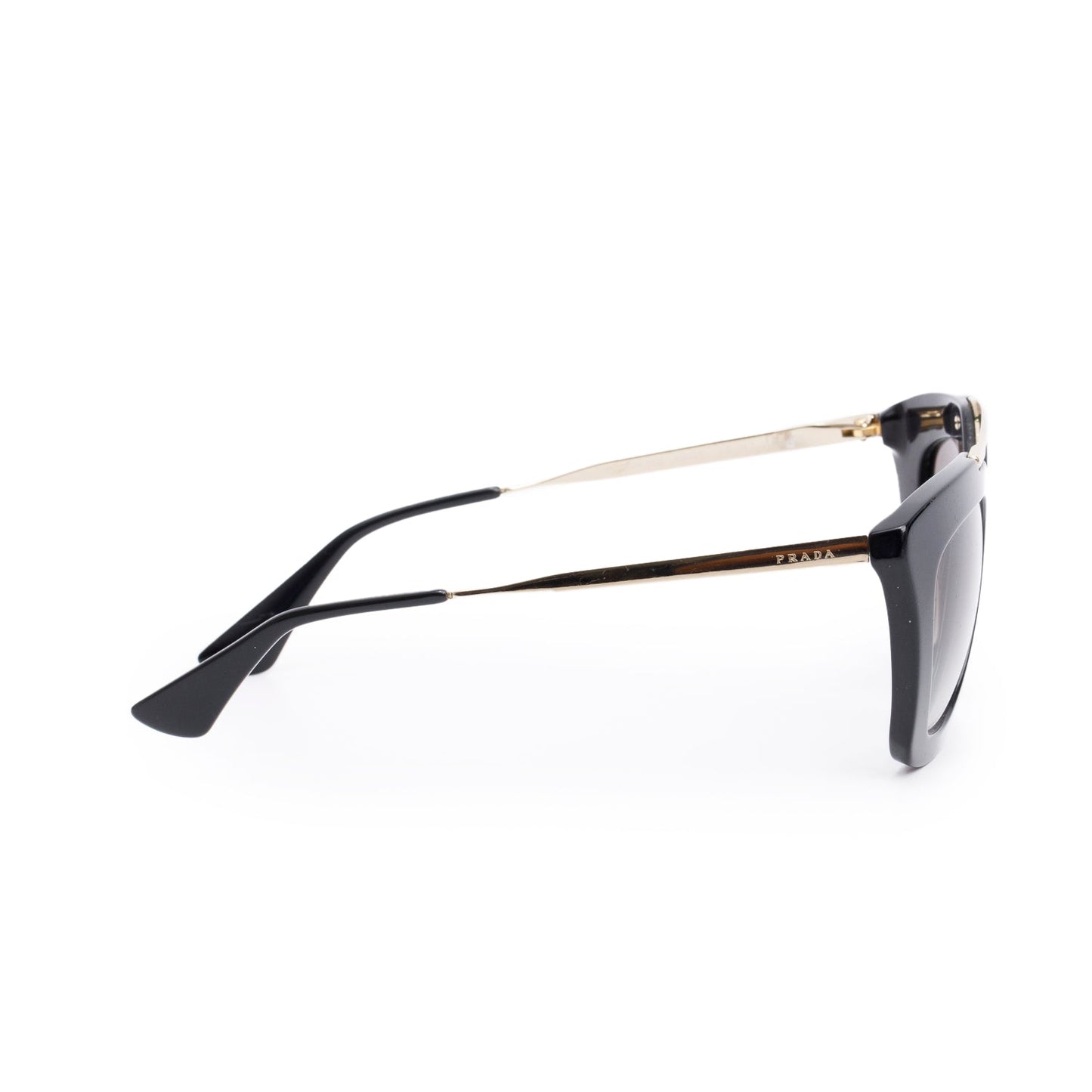 Prada SPR09Q Black Acetate Cinema Cat Eye Sunglasses