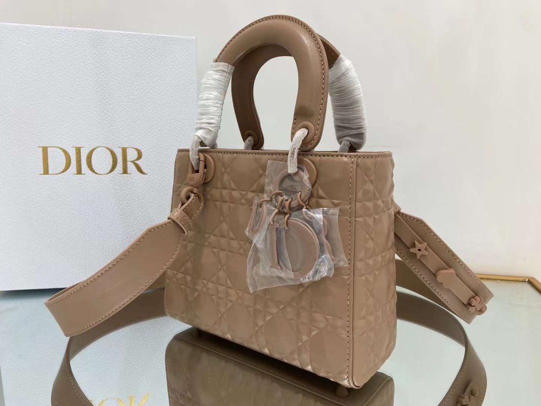 Top Quality MeTop Qualityum Lady Bag Cannage with Beaded Motif, Brown, For Women Womens Handbags, Crossbody Bags, 20cm CD