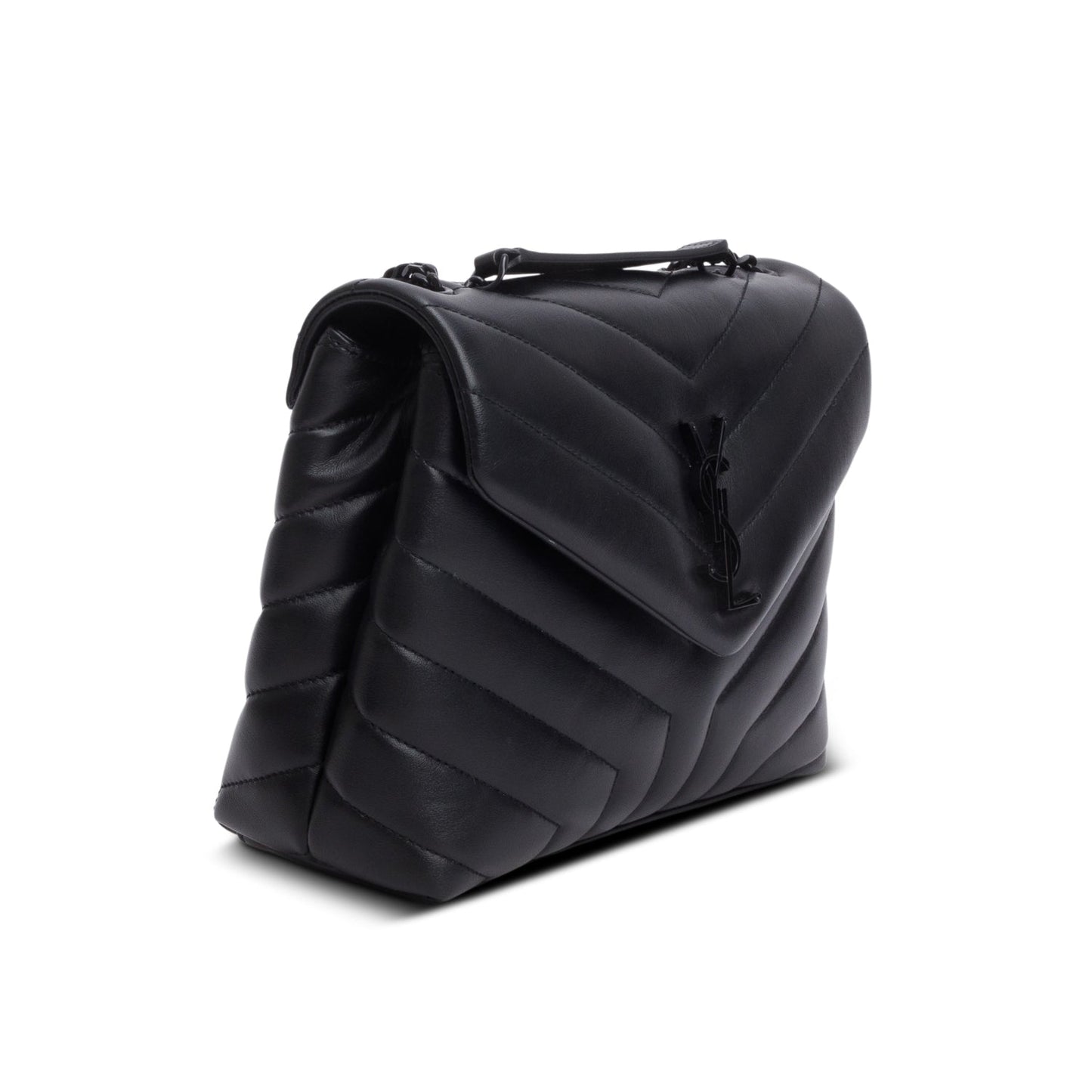 Saint Laurent 2022 Black Y Chevron Leather Small LouLou Shoulder Bag
