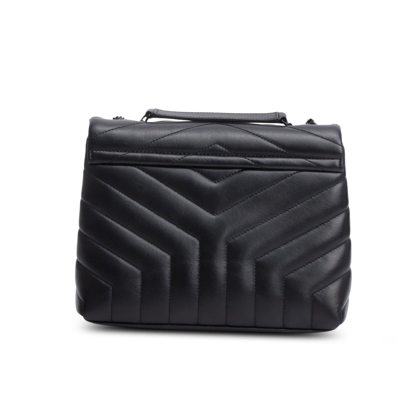 Saint Laurent 2022 Black Y Chevron Leather Small LouLou Shoulder Bag