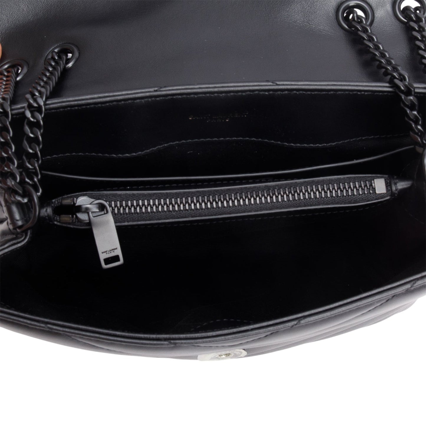 Saint Laurent 2022 Black Y Chevron Leather Small LouLou Shoulder Bag