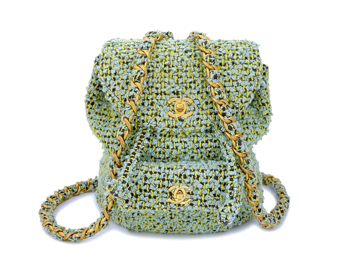 Chanel 1994   Green Tweed Duma Backpack Bag
