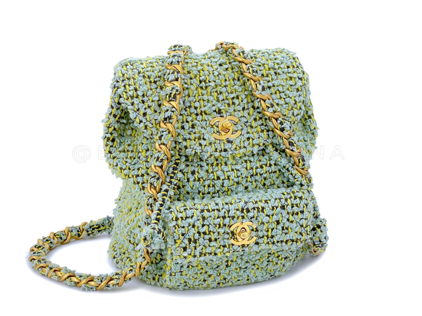 Chanel 1994   Green Tweed Duma Backpack Bag
