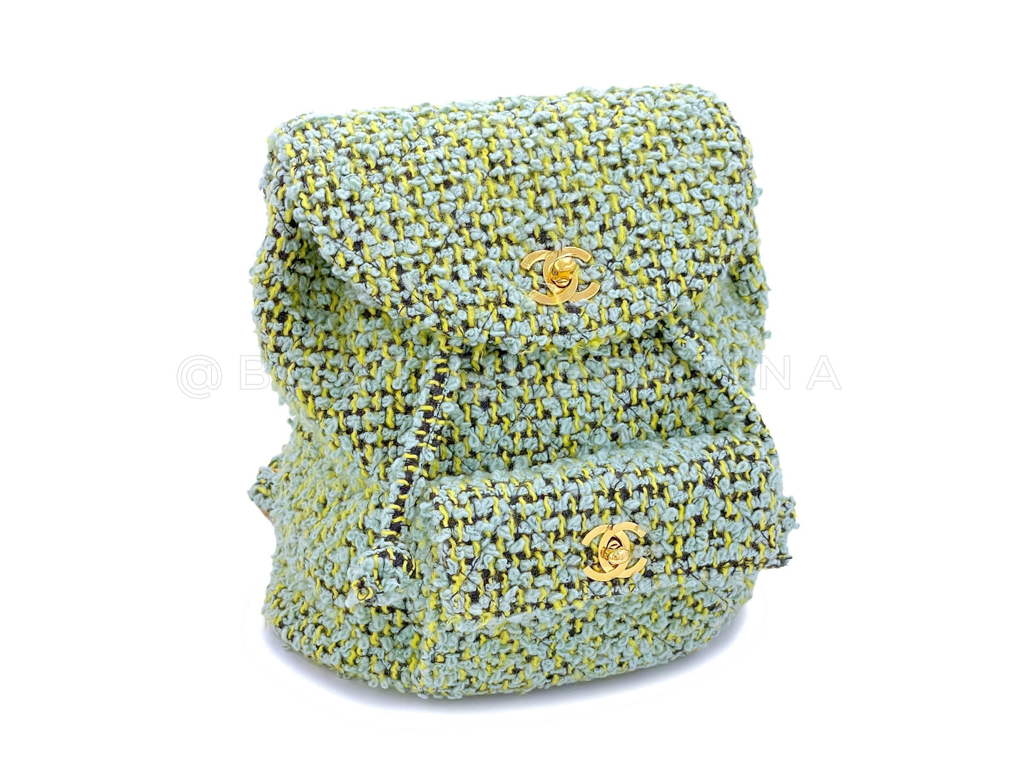 Chanel 1994   Green Tweed Duma Backpack Bag