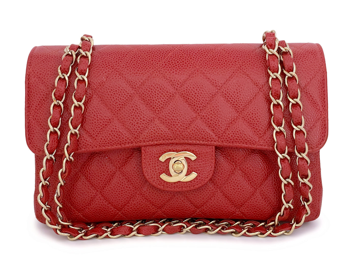 Chanel 2002   Red Caviar Small Classic Double Flap Bag 24k GHW