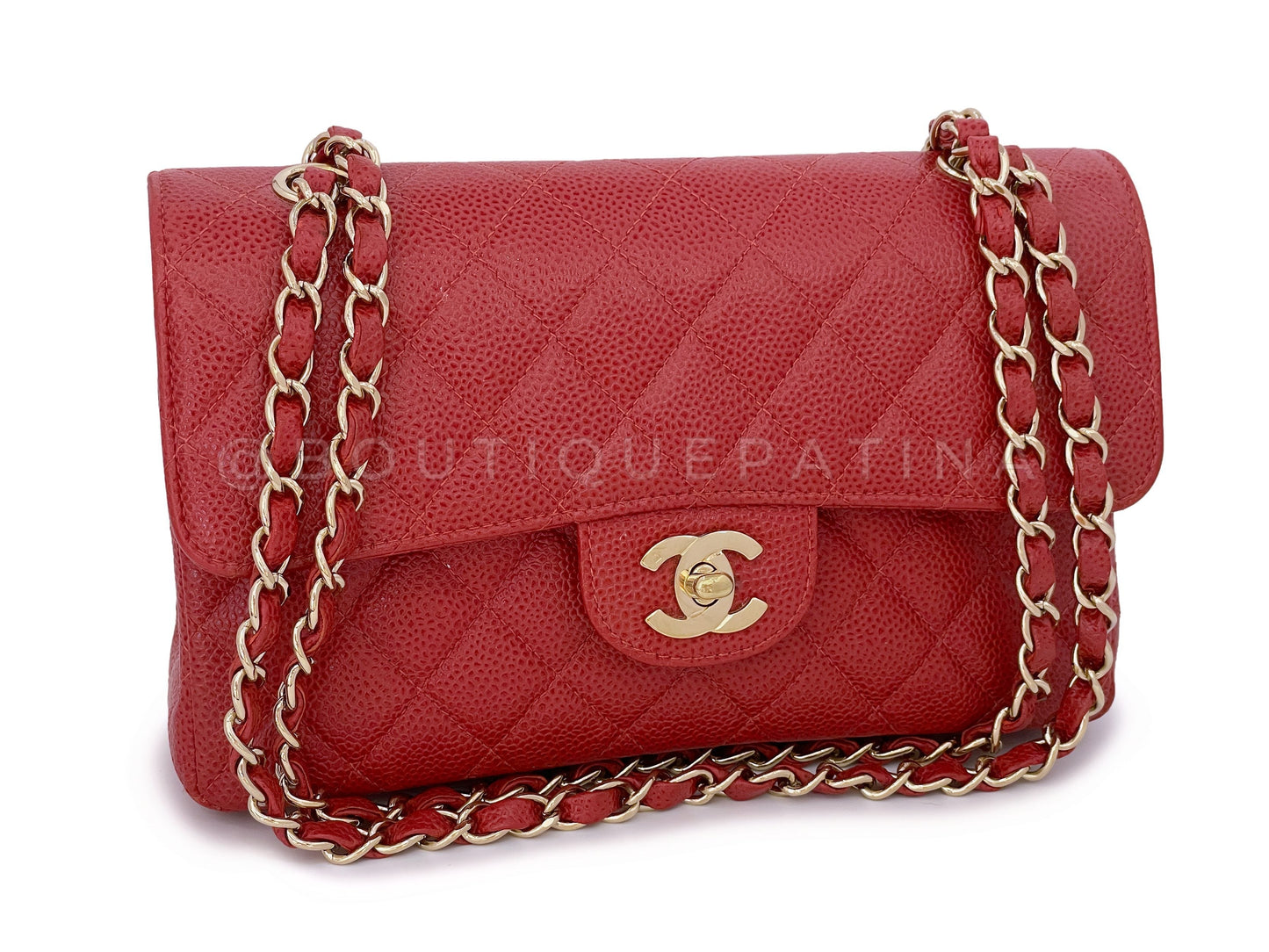 Chanel 2002   Red Caviar Small Classic Double Flap Bag 24k GHW