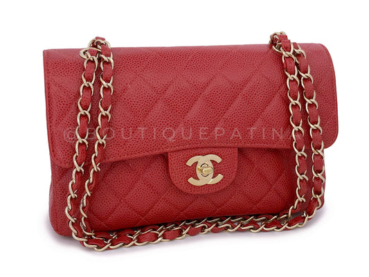 Chanel 2002   Red Caviar Small Classic Double Flap Bag 24k GHW