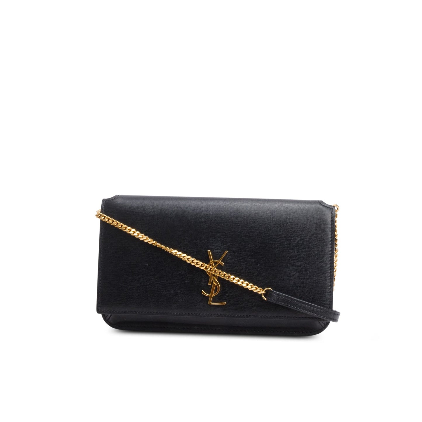 Saint Laurent 2022 Black Calfskin Leather Cassandre Phone Holder