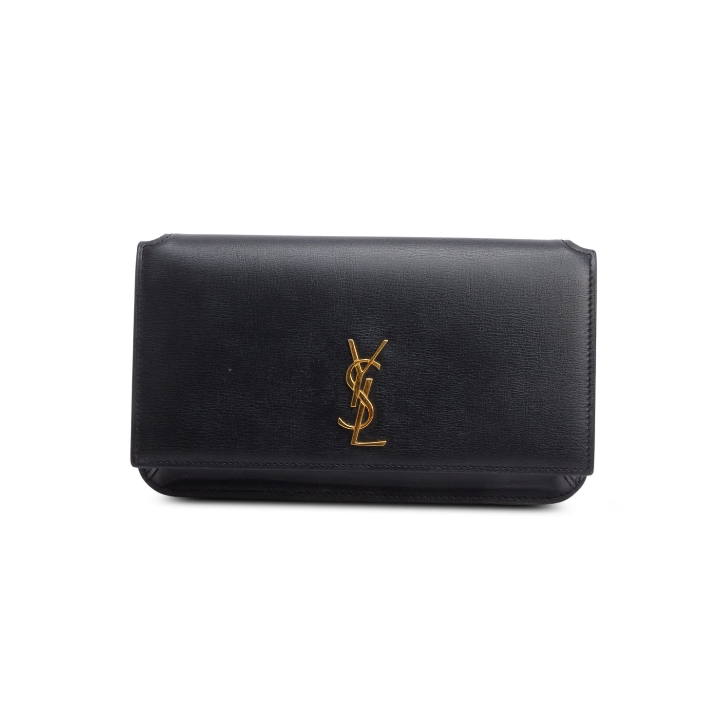 Saint Laurent 2022 Black Calfskin Leather Cassandre Phone Holder