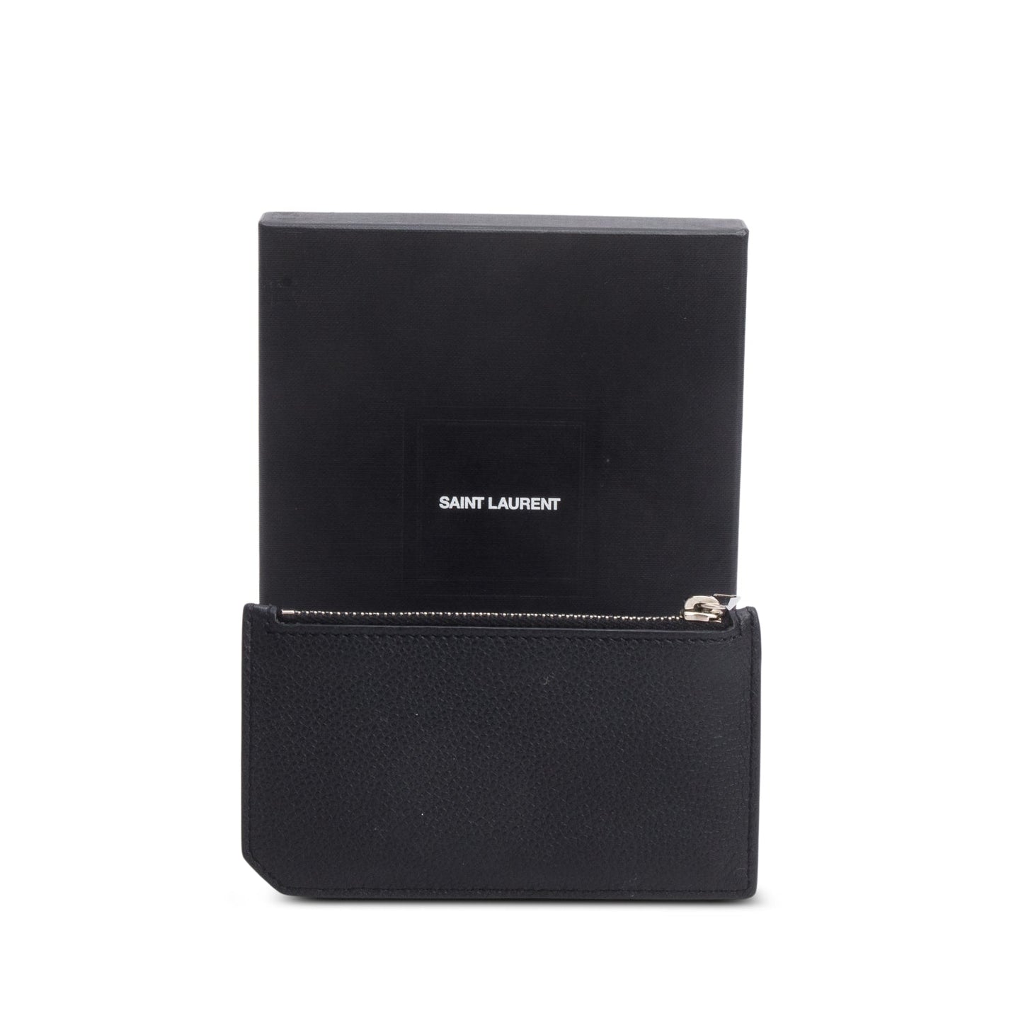 Saint Laurent Black Grain de Poudre Paris Fragments Zipped Card Case