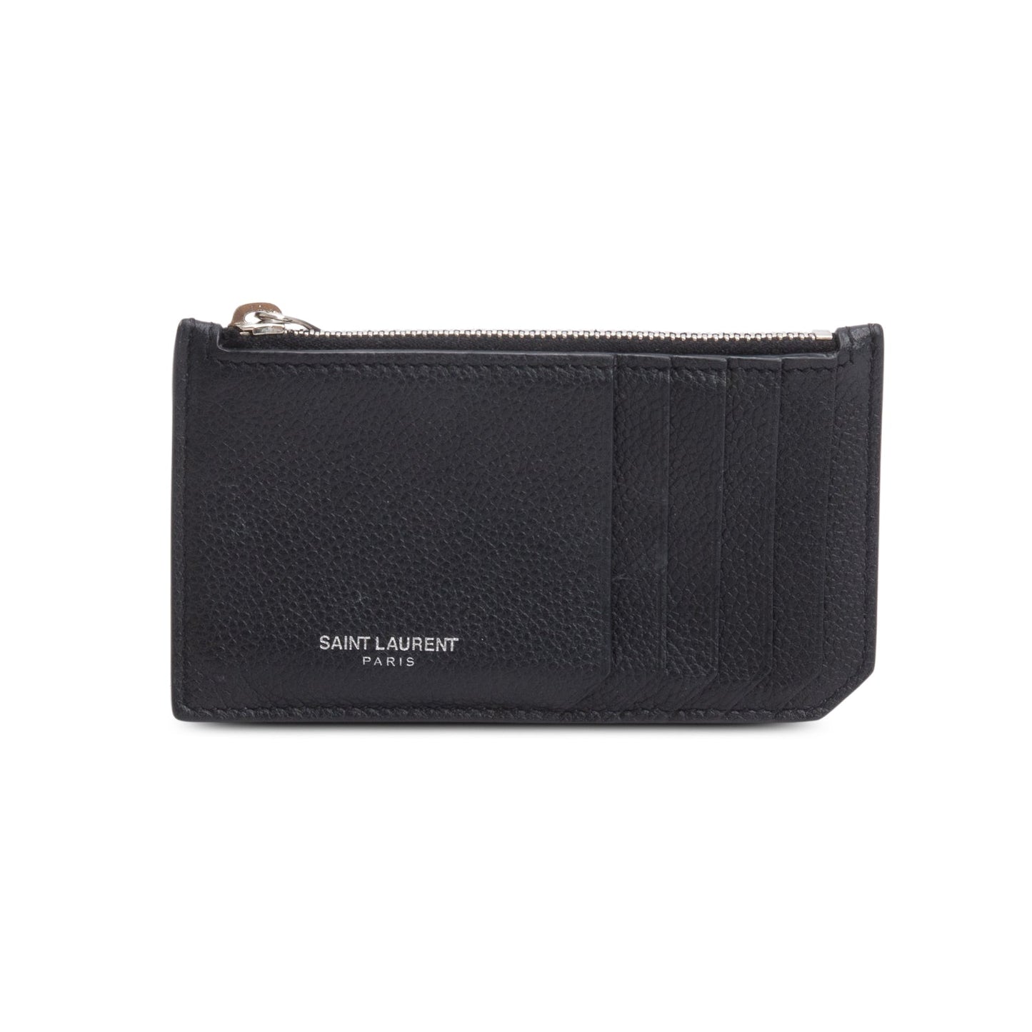 Saint Laurent Black Grain de Poudre Paris Fragments Zipped Card Case