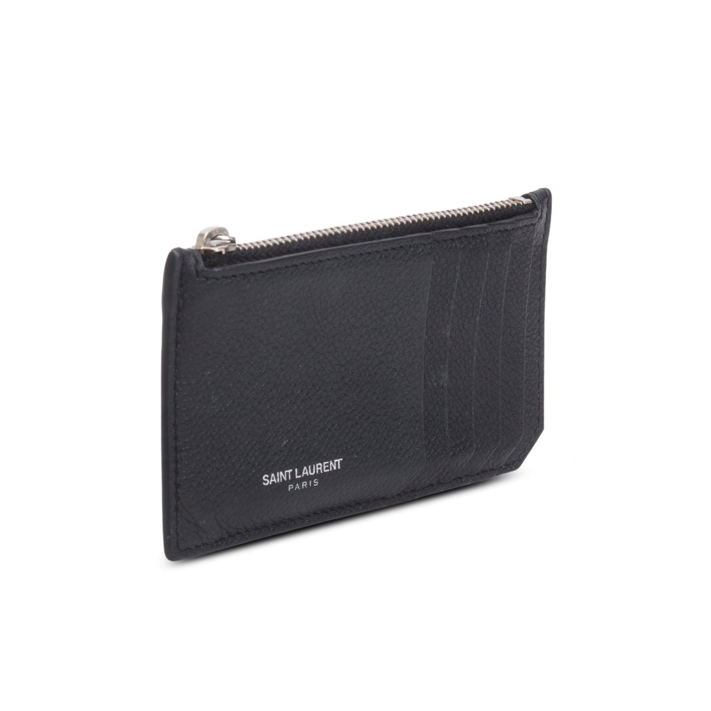 Saint Laurent Black Grain de Poudre Paris Fragments Zipped Card Case