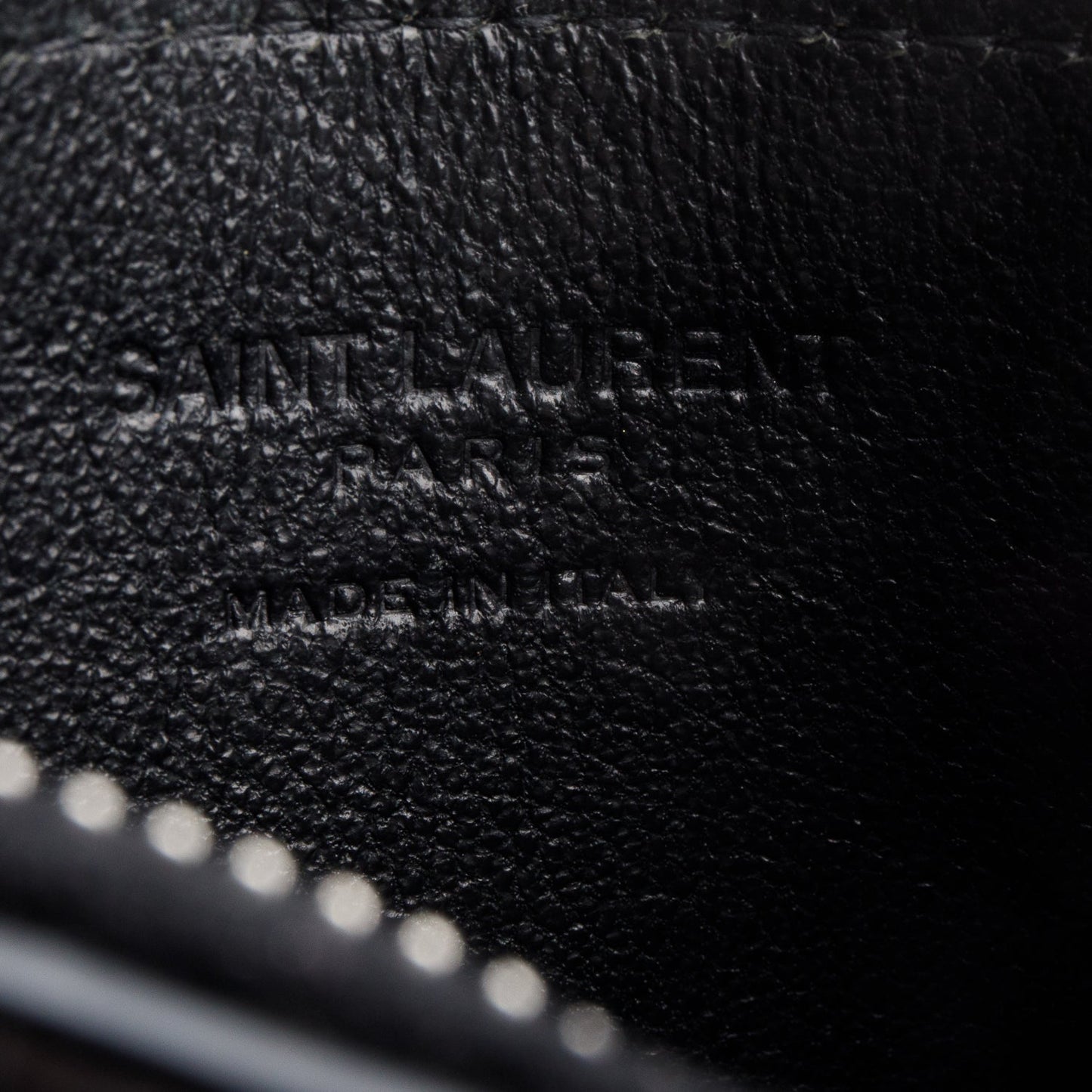 Saint Laurent Black Grain de Poudre Paris Fragments Zipped Card Case