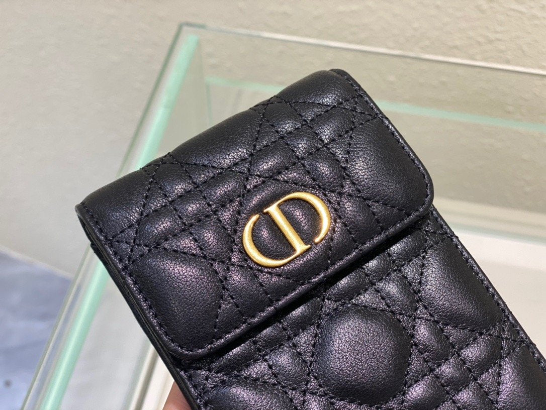 Top Quality Caro Phone Holder With Chain Black, For Women, Womens Handbags 7.5in/18.5cm CD S5105UWHC_M900