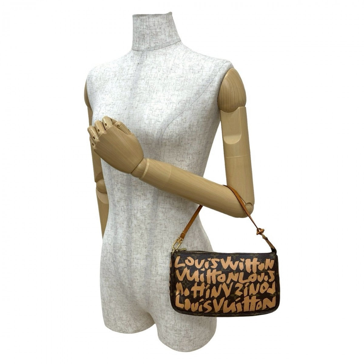LOUIS VUITTON Handbag leather Brown Monogram graffiti Pochette Accessoar