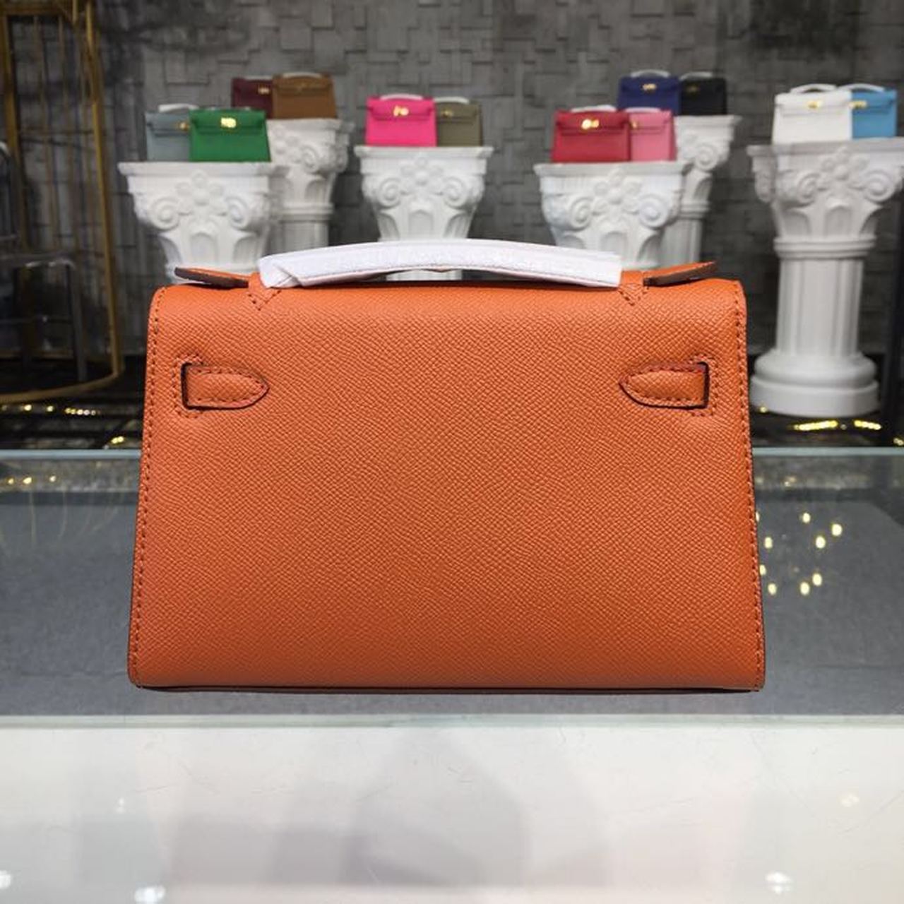 Top Quality Mini Kelly KP Pochette Orange For Women Gold Toned Hardware 8.7in/22cmÂ 