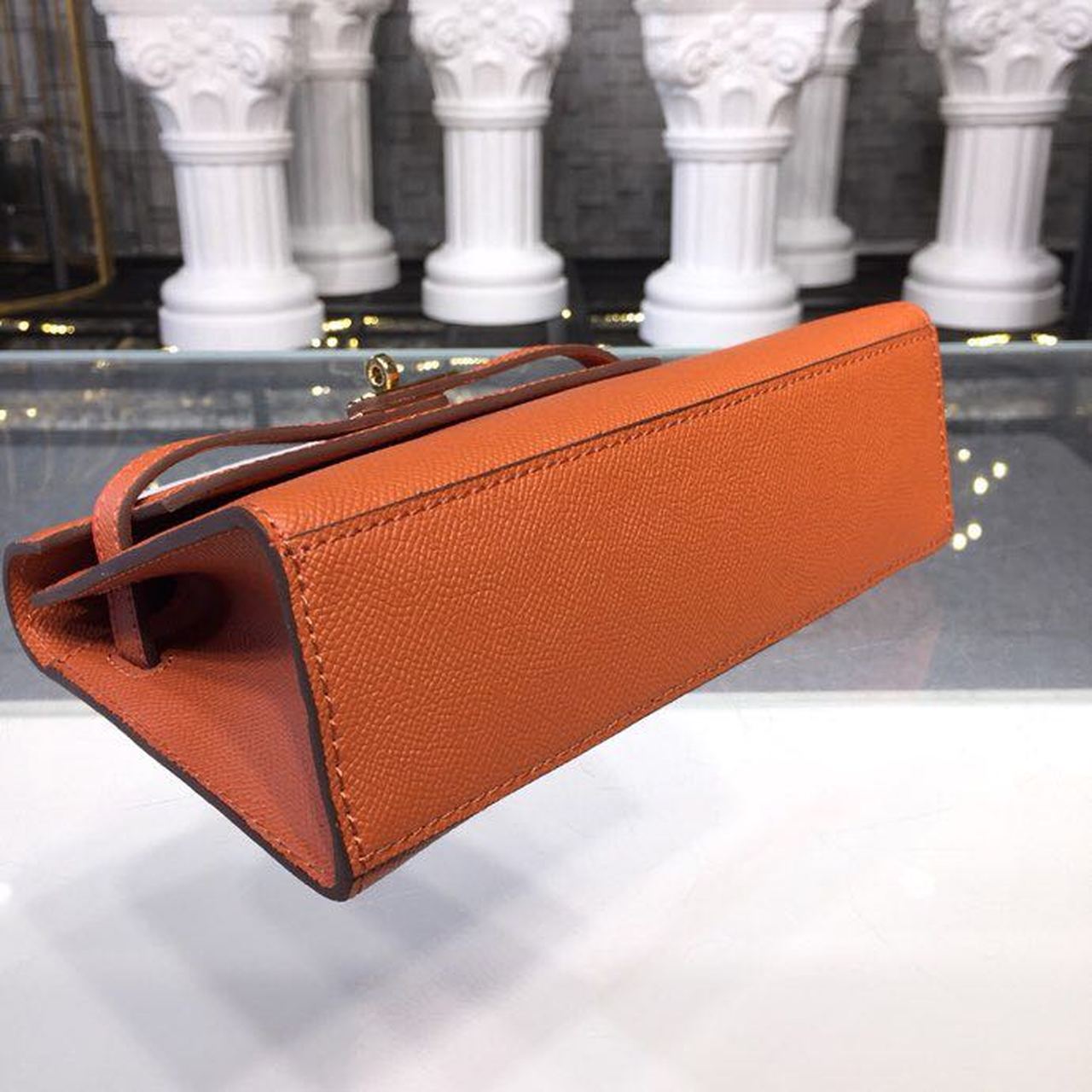 Top Quality Mini Kelly KP Pochette Orange For Women Gold Toned Hardware 8.7in/22cmÂ 