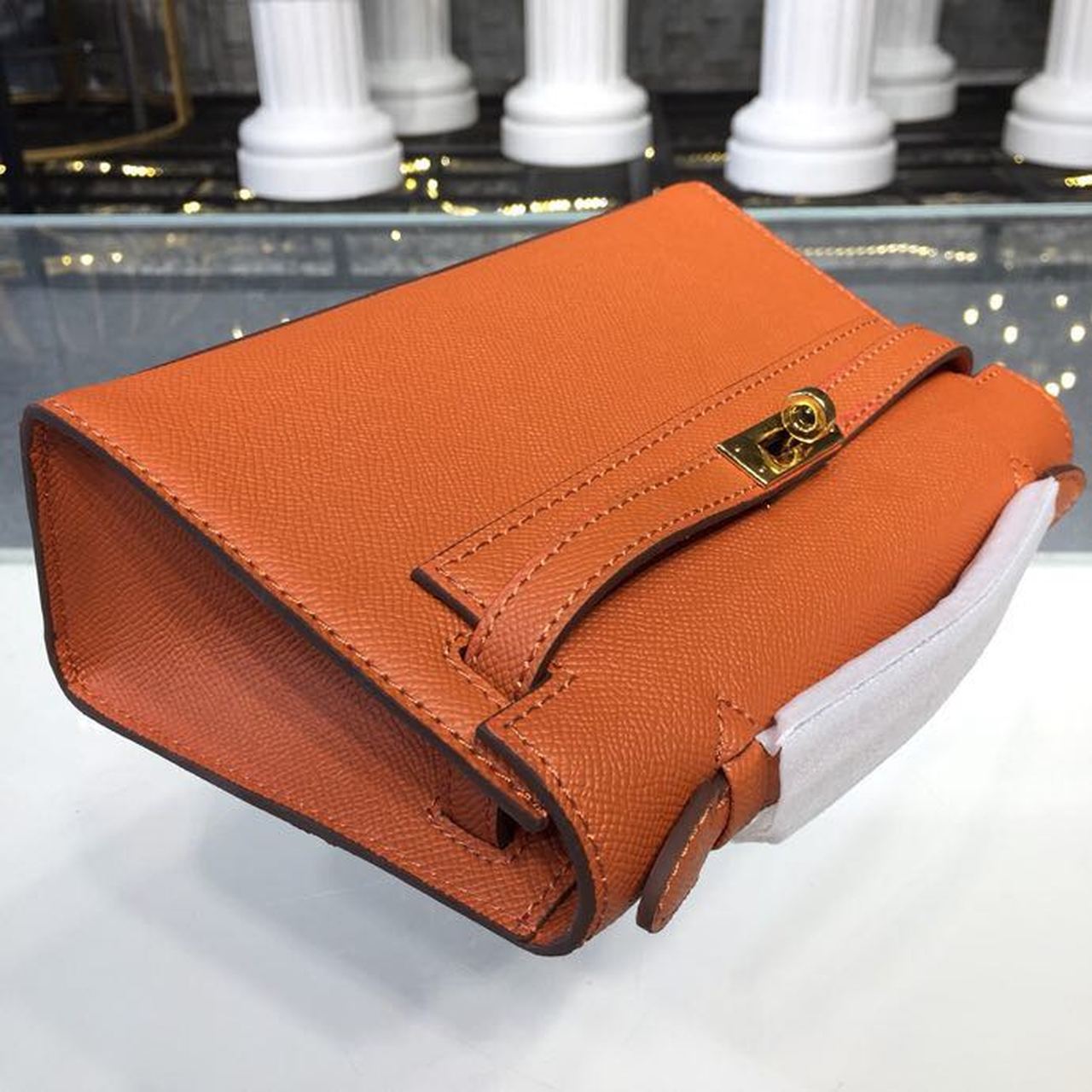Top Quality Mini Kelly KP Pochette Orange For Women Gold Toned Hardware 8.7in/22cmÂ 