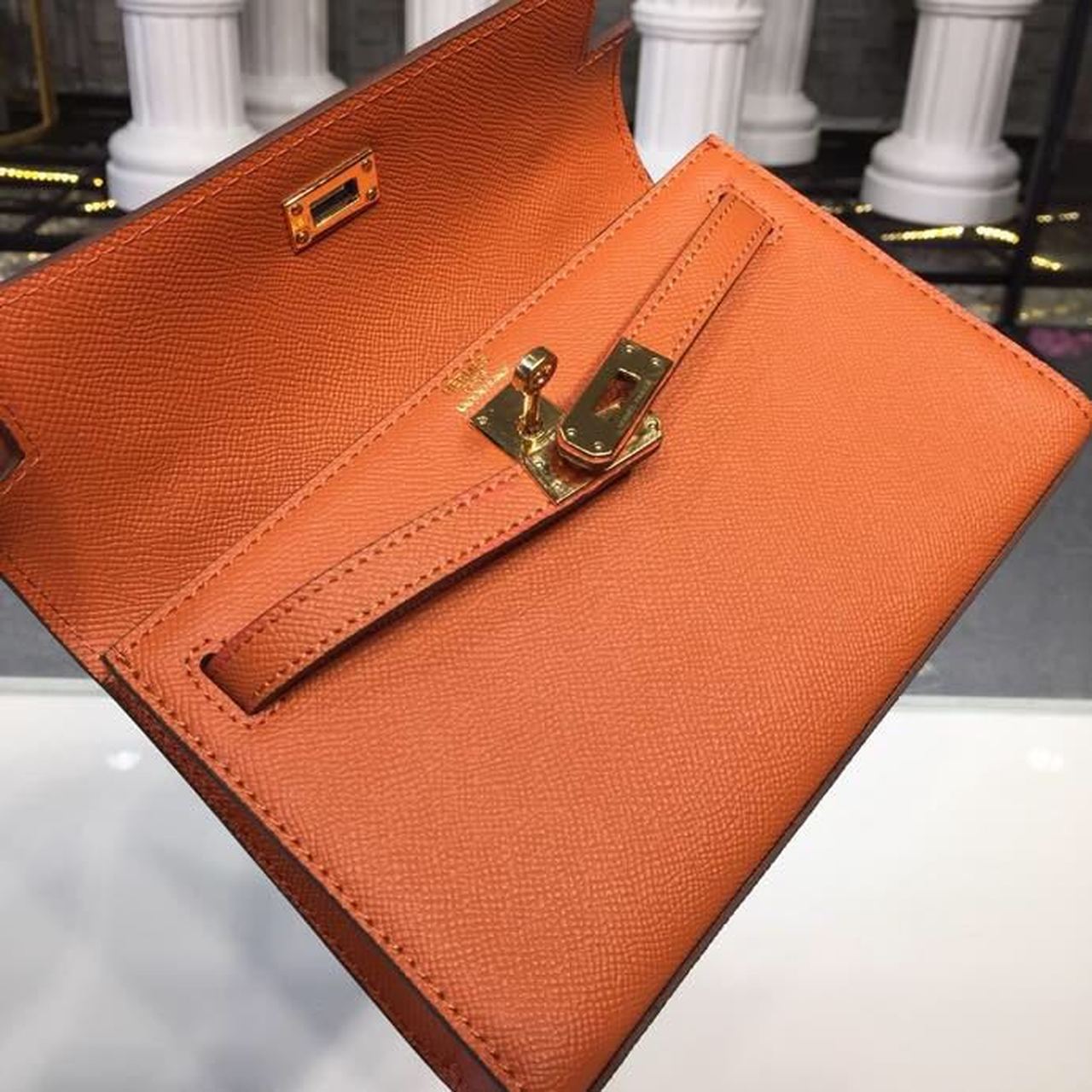Top Quality Mini Kelly KP Pochette Orange For Women Gold Toned Hardware 8.7in/22cmÂ 