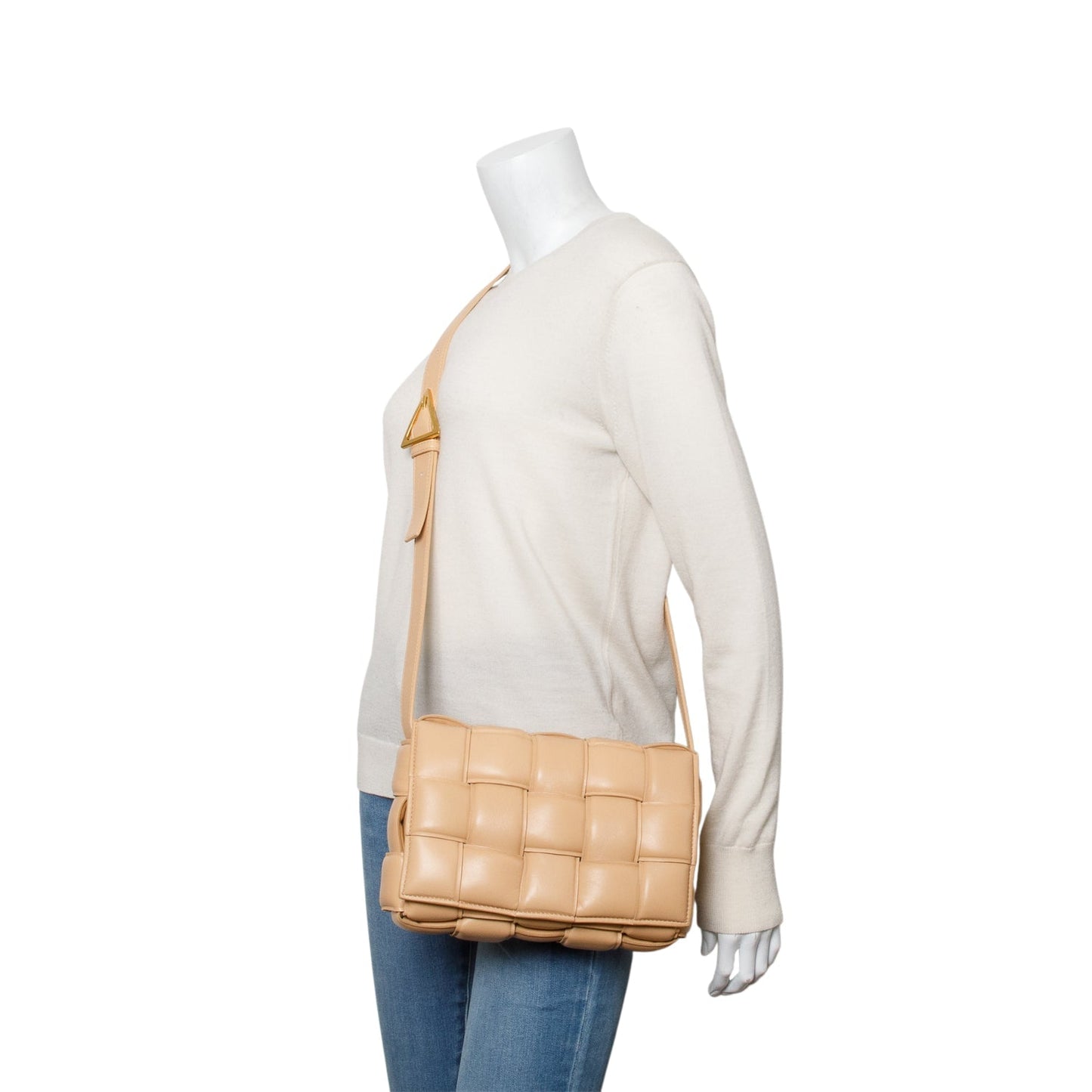 Bottega Veneta Beige Nappa Maxi Intreccio Padded Cassette Crossbody Bag